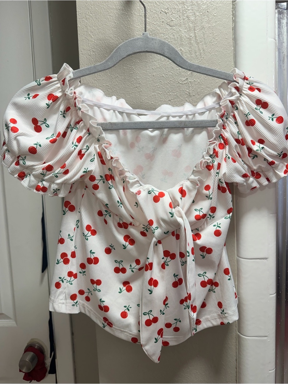 Cherry off the shoulder crop top